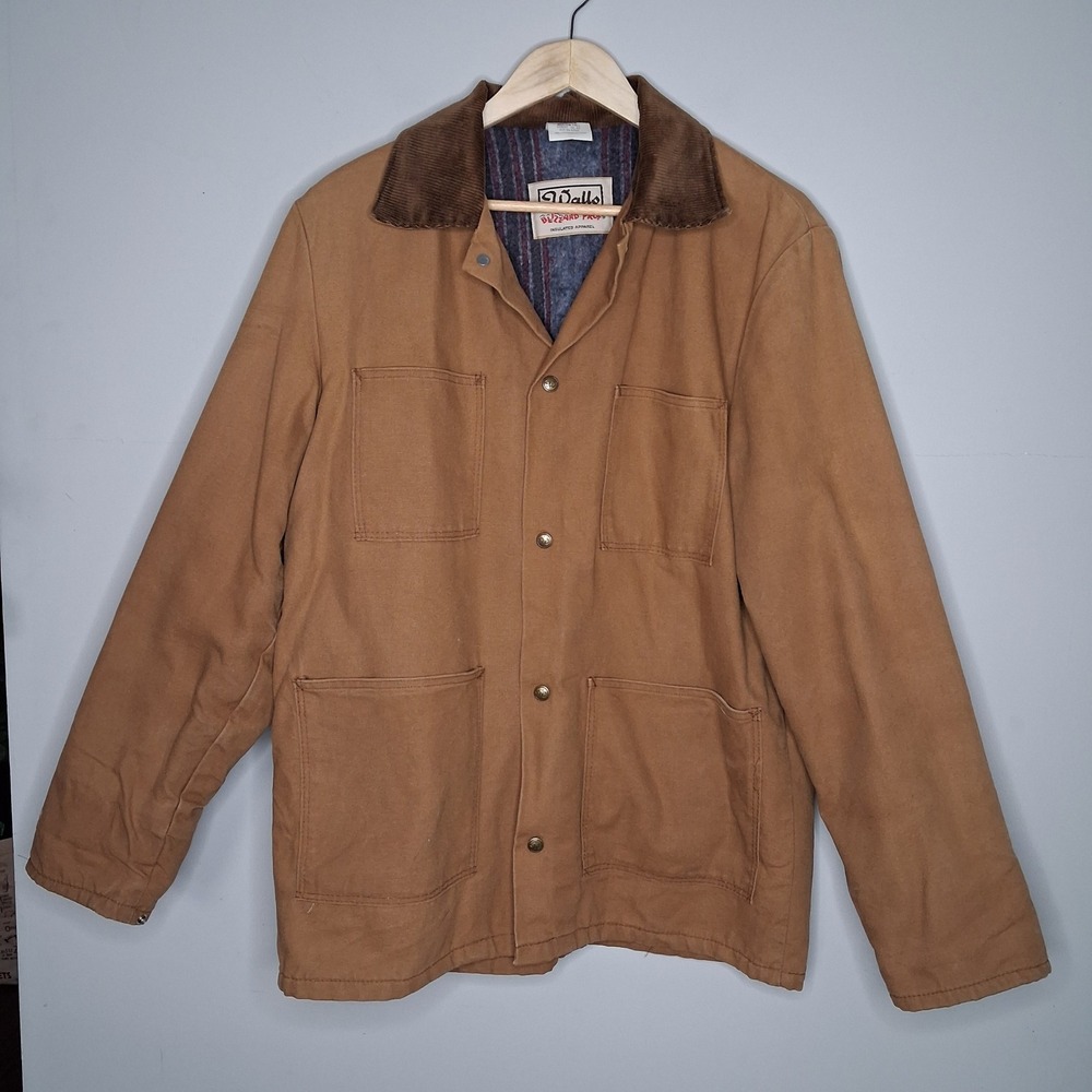 Vtg Chore Barn Jacket Blanket Lined Men's M Tall Walls Blizzard Pruf Workwear